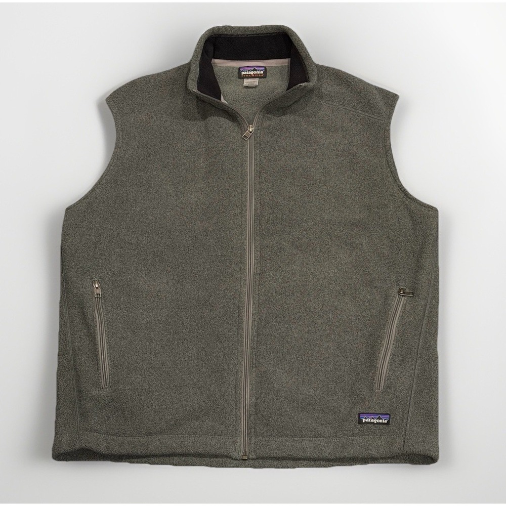 Patagonia Synchilla Vest Mens XL Gray Fleece Full Zip Pockets Outdoor Hiking